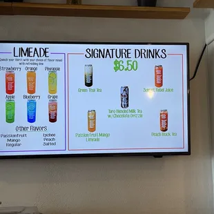 Limeade menu