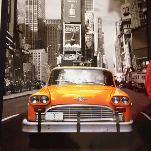 Cute poster of NY Checker Cab inside the just opened Go Promo's NY Style Pizza in Marriottsville.