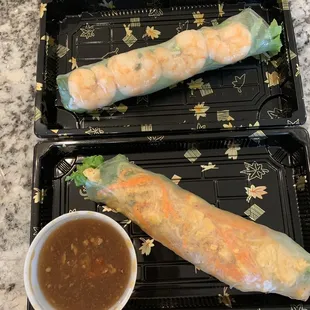 Shrimp and veggie fresh rolls (they came in a 2 pack. But ate them...)