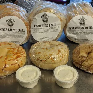 Black Hills bagels and cream cheese.