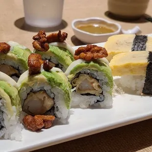 Walnut Dragon Roll and Tamago