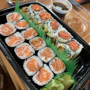 Salmon Roll, Eel Cucumber Roll, Spicy Tuna Crunch Roll