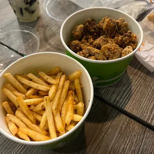 House Seasoned Fries and Popcorn Chicken