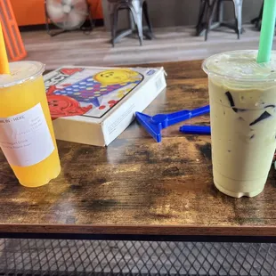 Peach Yogurt Drink and Classic Matcha Green Tea