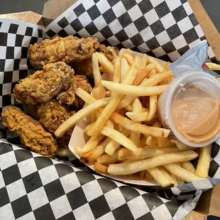 Lunch special: Crispy Mild Wings and French Fries