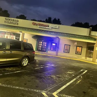 a car parked in a parking lot