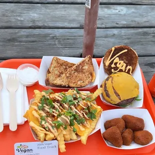 BURGER, grilled cheese, Wingz and Kimchi fries