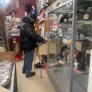 Hubby checking out LP's (Albums for the younger crowd)