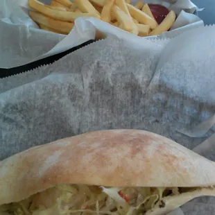 Steak in a sack and fries