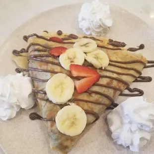 Sweet crepe - filled with nutella, bananas and straweberries