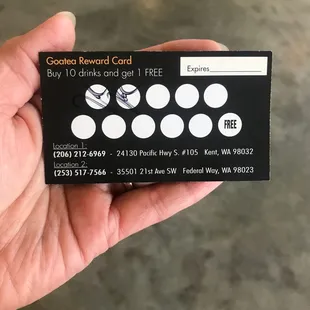 Rewards card - rear