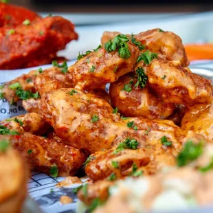 a plate of buffalo wings