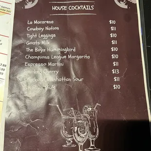 Drink menu