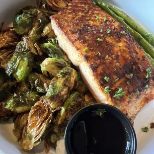 Perfectly grilled Salmon and roasted Brussels Sprouts!