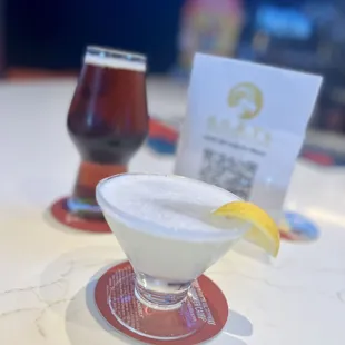 Beer (name escapes me) and a very tasty lemon drop martini