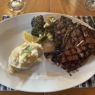 Large T-bone steak, medium rare.