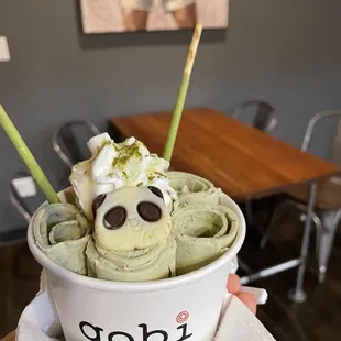 Matcha Green tea with mint Andes ice cream!