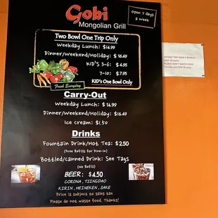 Menu and Prices