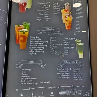 a menu on a blackboard