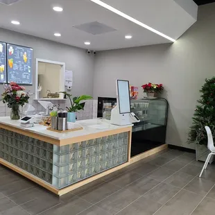 Clean and welcoming. Self check out isn't ready yet they are prepared!