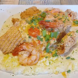 Cajun Creole Gulf Shrimp Fish and Grits