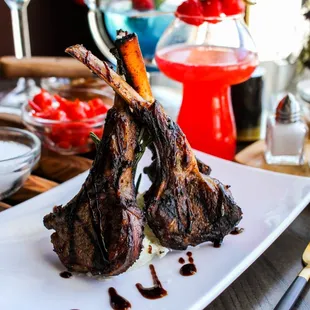 a plate of lamb chops