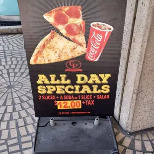 a sign for a pizza shop