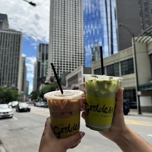 Rose Lychee Matcha Latte, Hazelnut Halva Truffle Latte