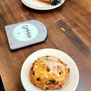 Croissant and scone. Both delicious choices.