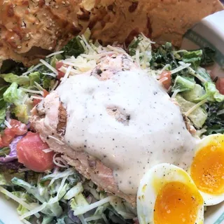 Grilled Salmon Kale Caesar Salad