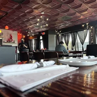 The perfect corner table, and our super attentive and friendly waitress.