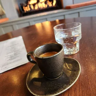 Espresso and sparkling water from their tap