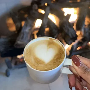 Latte by the fire