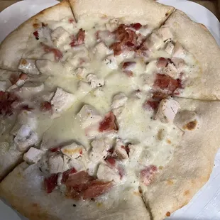 Chicken. Bacon, ranch pizza