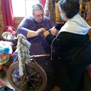 Spinning yarn from the llama fur
