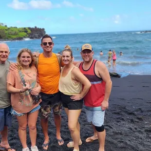 Black sand beach with Robert