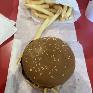 Burger and fries