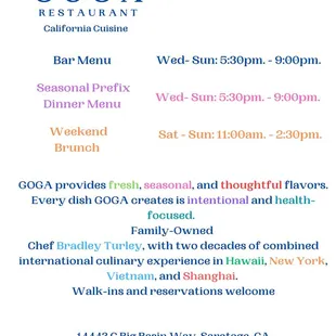 GOGA Opening Hours