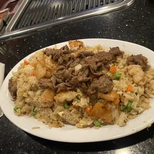Combination, shrimp and beef fried rice