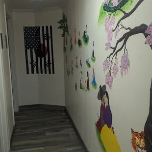 hallway to restrooms