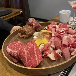 Short rib, brisket, marinated beef.