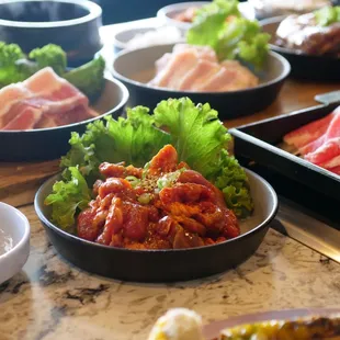 AYCE Spicy Pork Galbi, Pork Cheek, Pork Belly &amp; More