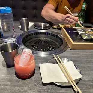 finally trying gogi kbbq! yogurt pop &amp; appetizer! waiting for the meats!