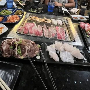 all you can eat - brisket, bulgogi, fish, shrimp, and banchan