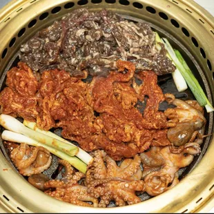 Baby Octopus, Mariniated Spicy Pork and Bulgogi