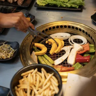 Vegetarian Platter on the grill.