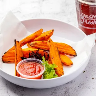 Sweet potatoes wedges.