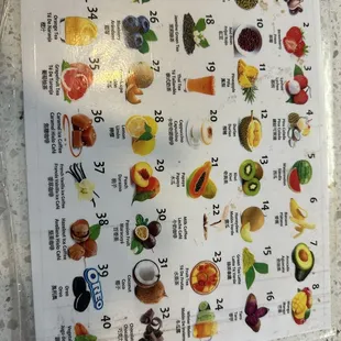 menu