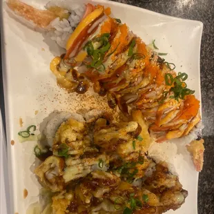 Spicy cowboy and GOGo lobster Cali roll