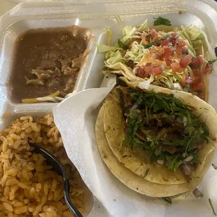 Taco Plate missing the eaten asada taco lol